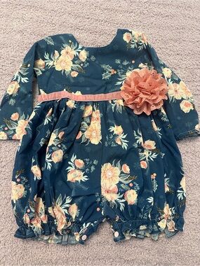 Haute Baby Floral Bubble Romper Dress 18M Removable Flower Boutique *